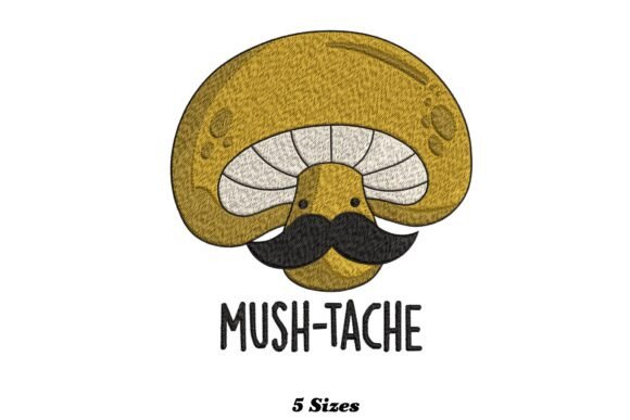 Mush-tache Funny Moustache Mushroom Embroidery