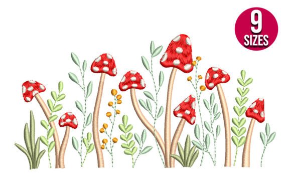 Mushrooms with Plants Embroidery