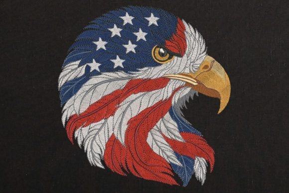 USA Patriotic Eagle Flag 2 on Black Embroidery Review